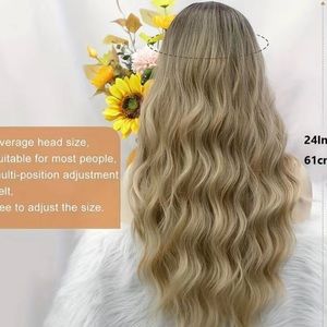 Long Ombre Blonde Wavy Wigs For Women 24 Inch